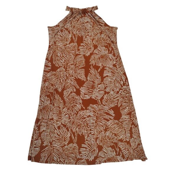 Anne Klein Dresses & Skirts - Anne Klein Women's Halter Neck Maxi Dress, Size 3X Brown/White, Palm Leaf Print